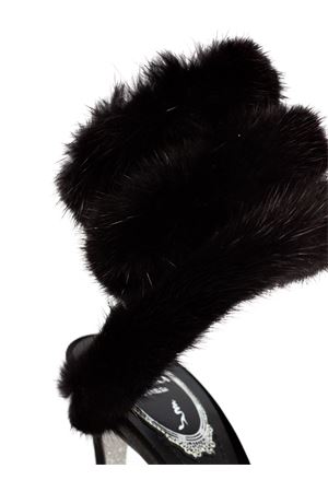 Lindsey Sandal in Black Satin and Mink RENE CAOVILLA | C12646105RS06V050BLACK